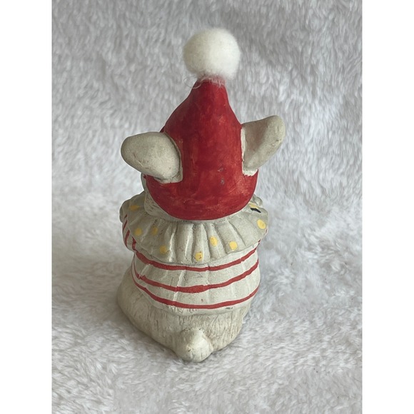 Bunny Rabbit with Santa Hat Handcrafted by Cast Art Industries Christmas Decor - Picture 4 of 7
